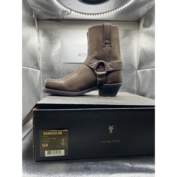 Frye Harness 8R Size 9.5 M Women's Leather Pull On Ankle Boots Smoke 3477447-SMK - Picture 7 of 8